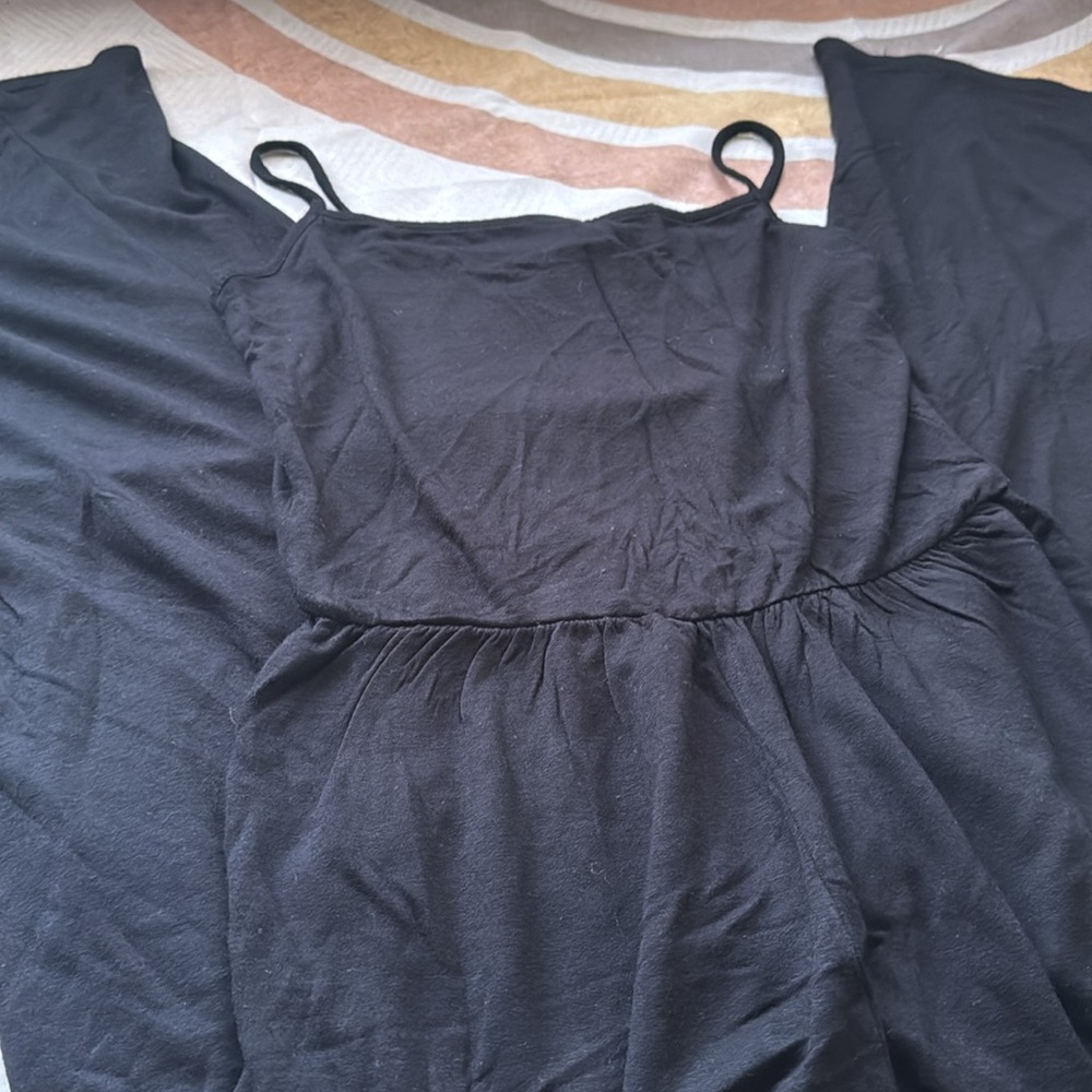 3/$10 Antistar Black Wide Leg Spaghetti Strap Jumpsuit - Picture 3 of 6